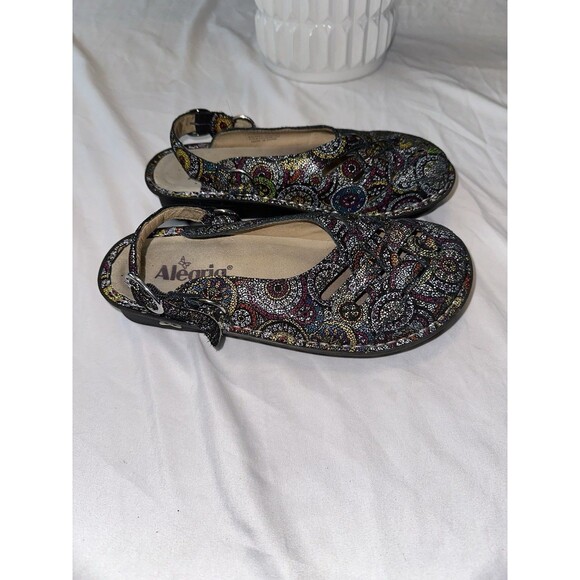 Alegria Mule Clogs Leather Multicolor Floral Sz 37 - Picture 4 of 9